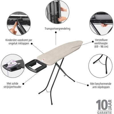 Brabantia planche à repasser b gris 124x38cm