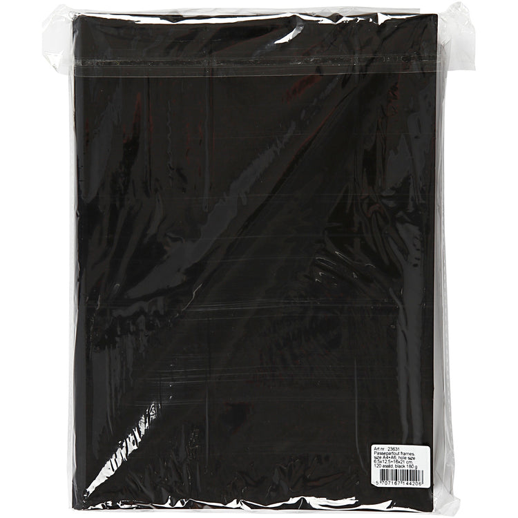 Cadres passe-partout Creativ company, format A4+A6, 180 gr, noir, 2x60 pièces 1 boîte
