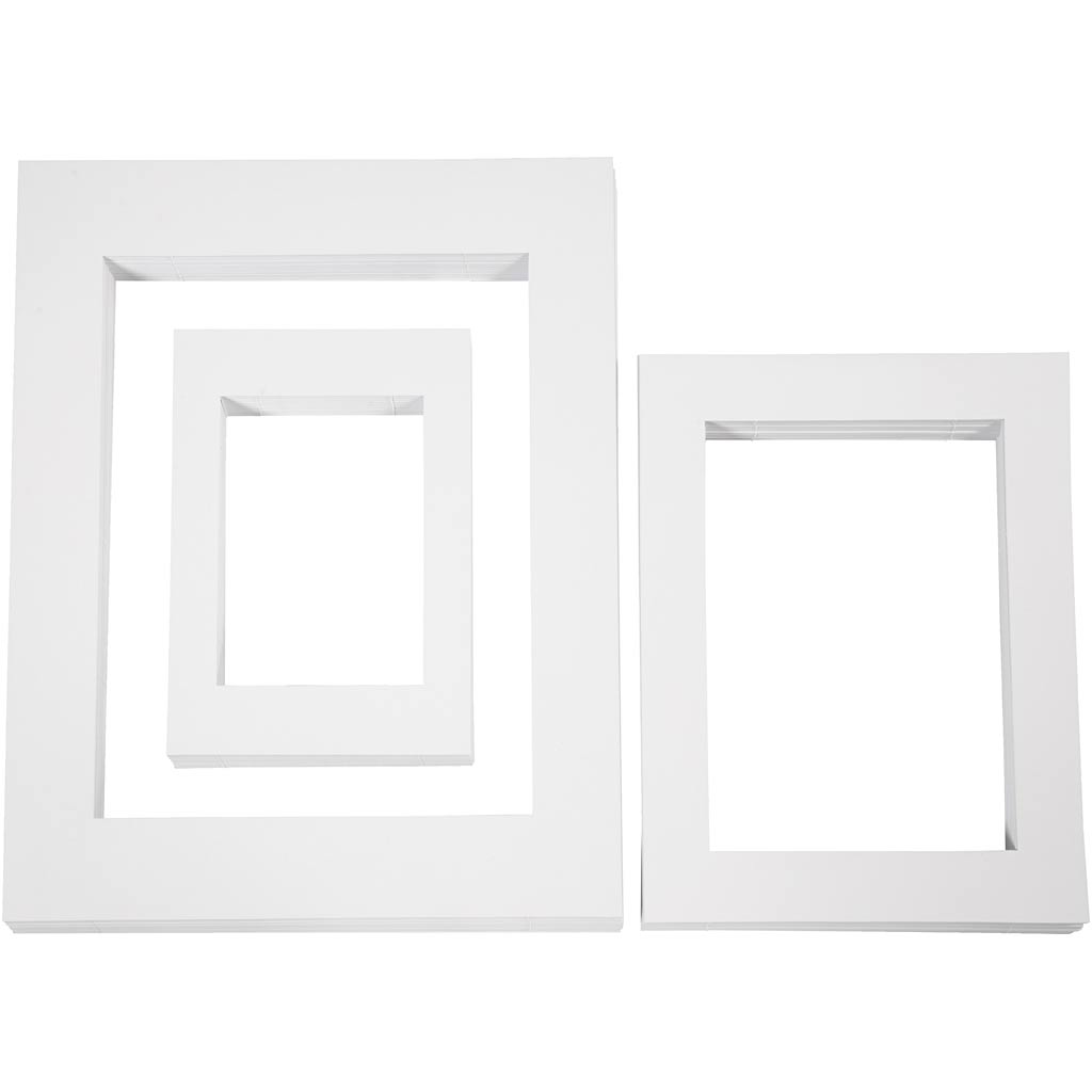 Cadres passe-partout Creativ company, a3, a4, a5, format 19,7x27,9+28,3x36,6+39,5x49,6 cm, 500 g, blanc, 3x100 pièces 1 boîte