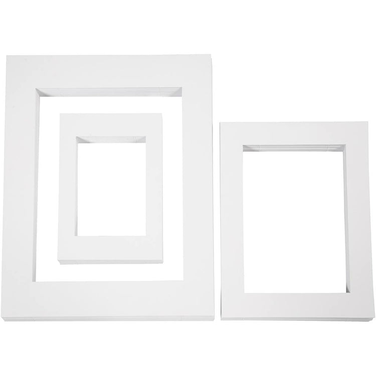 Cadres passe-partout Creativ company, a3, a4, a5, format 19,7x27,9+28,3x36,6+39,5x49,6 cm, 500 g, blanc, 3x100 pièces 1 boîte