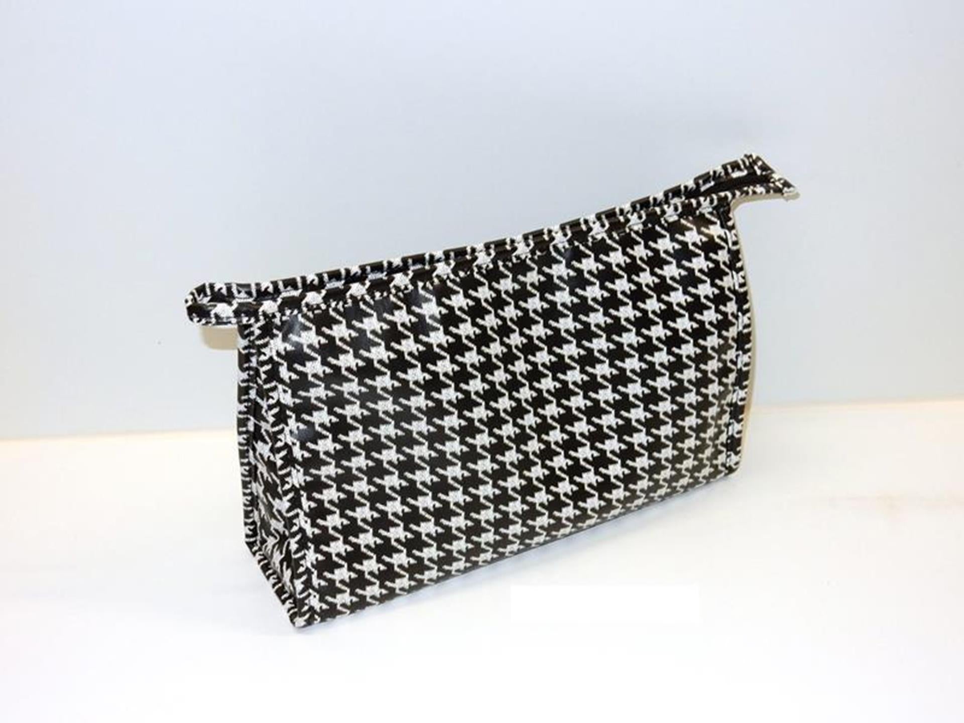Trousse de toilette pied de poule noir et blanc