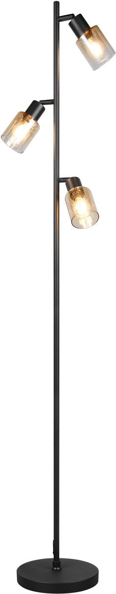 Rl live your light reality cadiz - lampadaire - noir mat - excl. 3x e14 4 w - interrupteur au pied