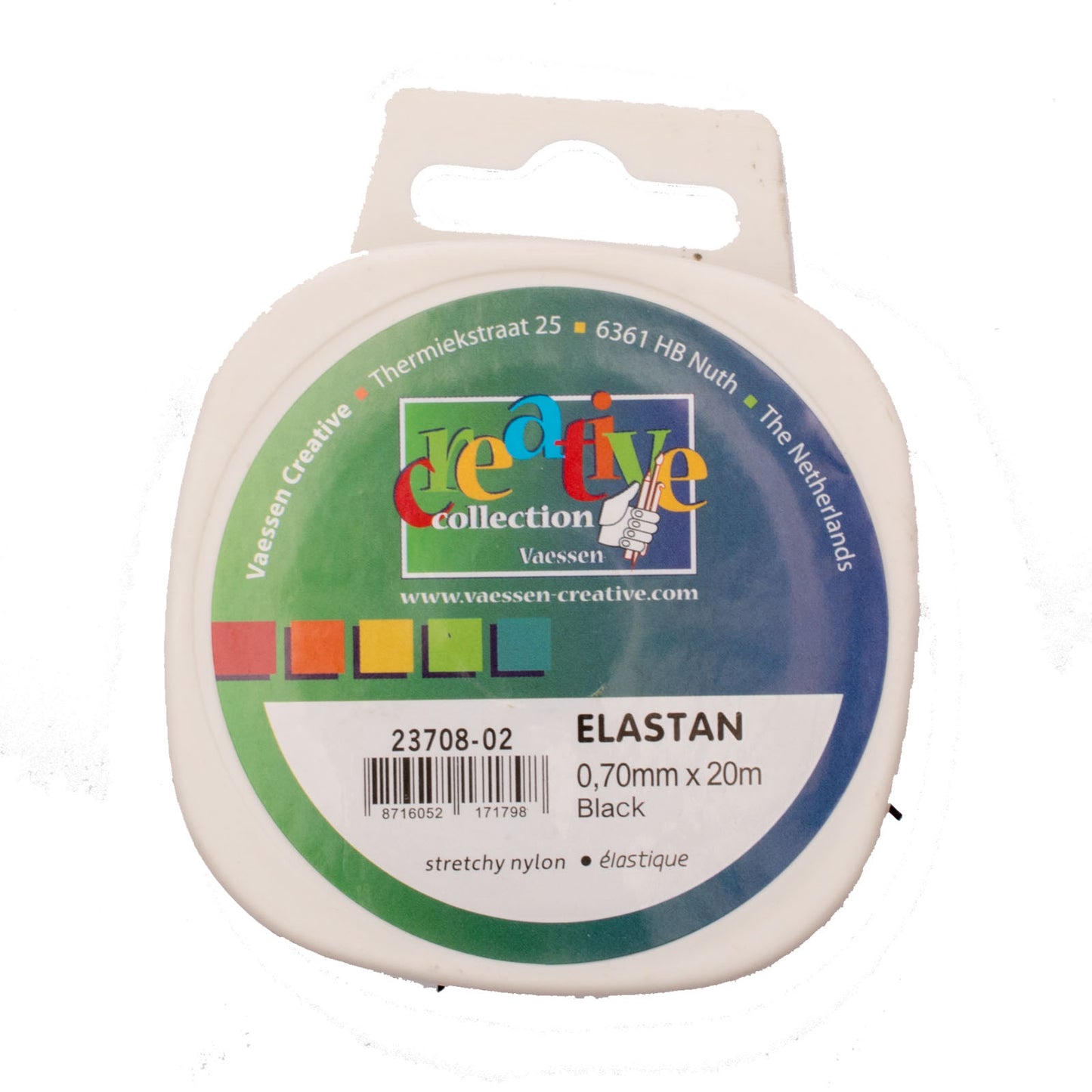 Vaessen creative • cordon élasthanne élastique noir 0,7mm 20m