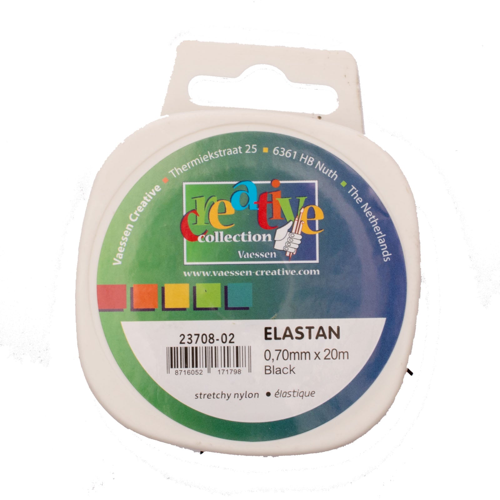 Vaessen creative • cordon élasthanne élastique noir 0,7mm 20m