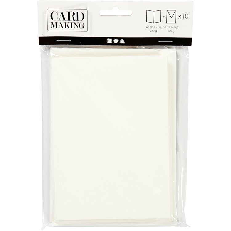Enveloppes pour cartes d'entreprise Creativ, format carte 10,5x15 cm, format enveloppe 11,5x16,5 cm, blanc cassé, 10 jeux 1 boîte