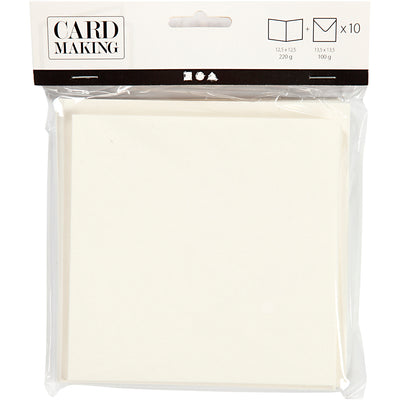 Enveloppes pour cartes d'entreprise Creativ, format carte 12,5x12,5 cm, format enveloppe 13,5x13,5 cm, blanc cassé, 10 jeux 1 boîte