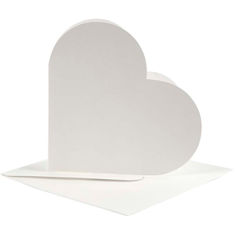 Cartes en forme de coeur Creativ company, format carte 12,5x12,5 cm, format enveloppe 13,5x13,5 cm, blanc cassé, 10 jeux 1 boîte