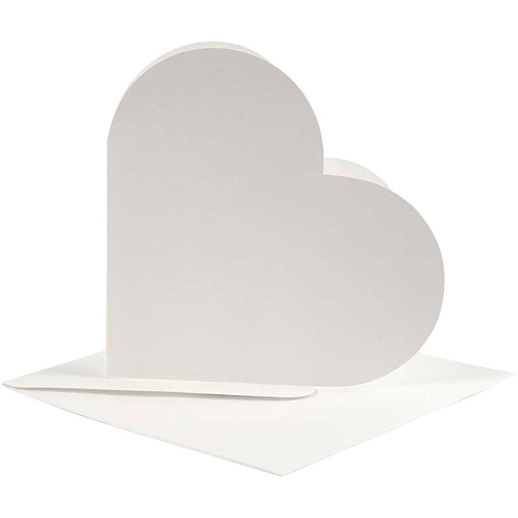 Cartes en forme de coeur Creativ company, format carte 12,5x12,5 cm, format enveloppe 13,5x13,5 cm, blanc cassé, 10 jeux 1 boîte