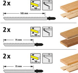 Jeu de lames de scie sauteuse Wolfcraft | 12 pièces | t-schaft | 1 jeu - 2377000 - afbeelding 2