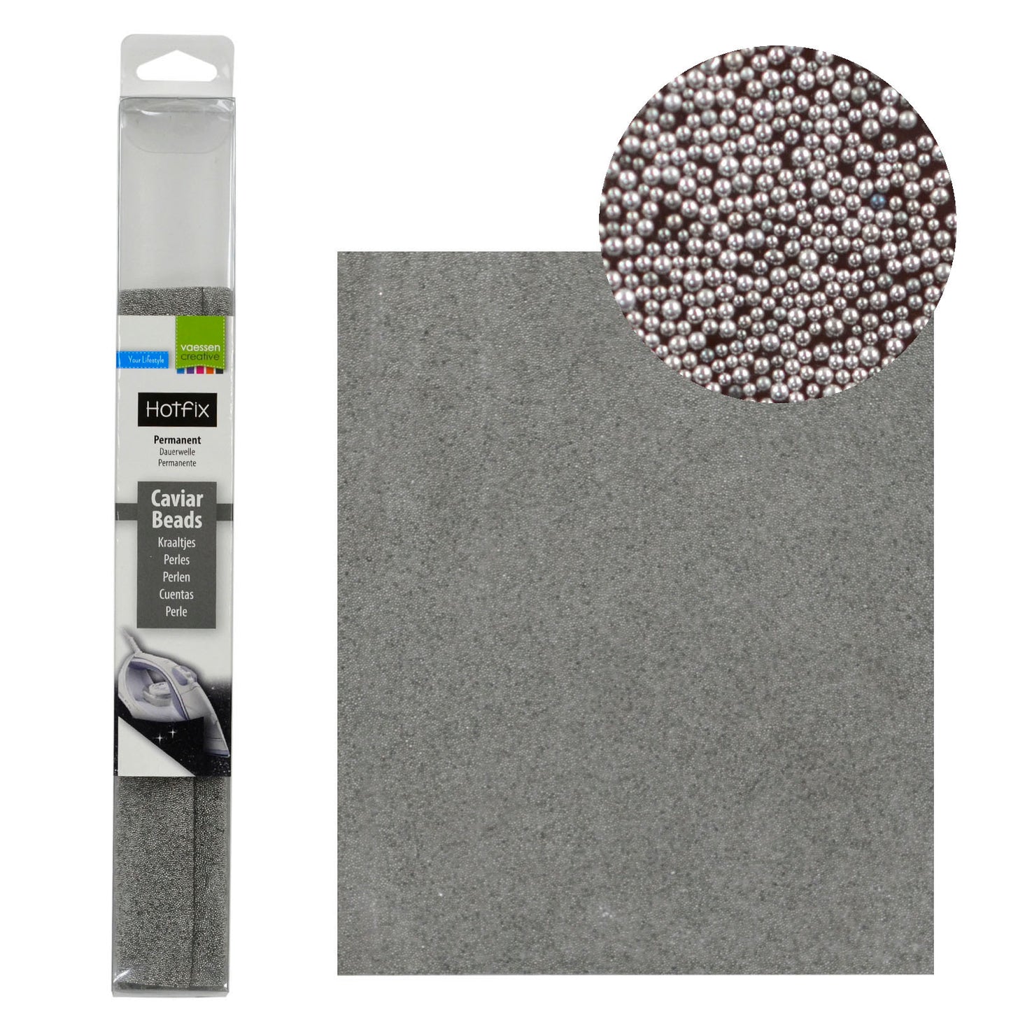 Vaessen creative • perles de caviar hotfix argent 24x20cm