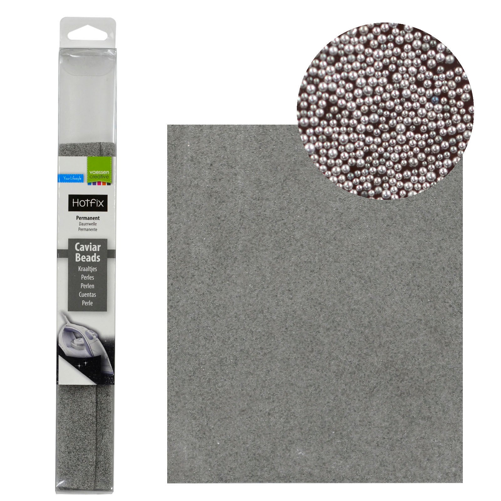 Vaessen creative • perles de caviar hotfix argent 24x20cm