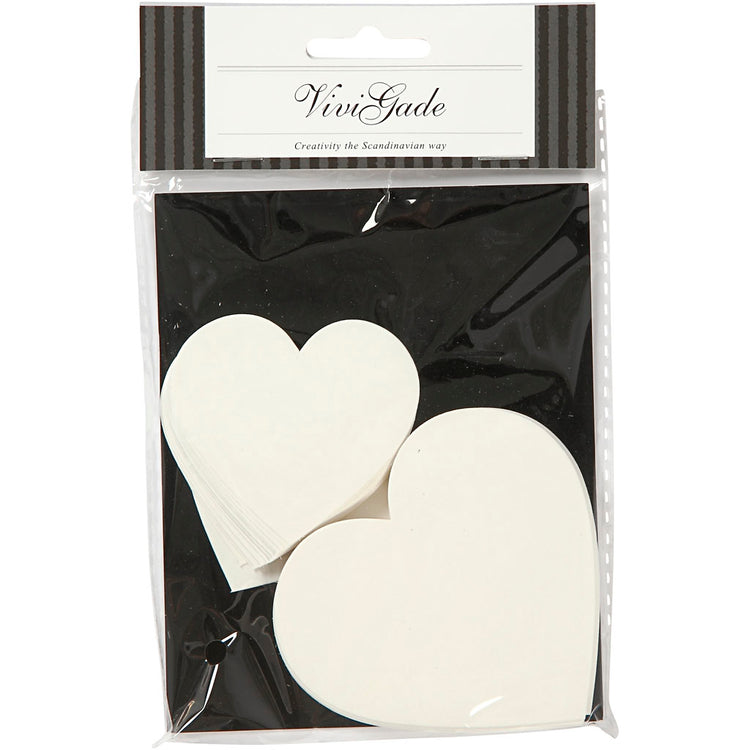 Coeurs Vivi Gade, dim. 6+8,5 cm, 240 g, blanc, 50 pièces 1 boîte