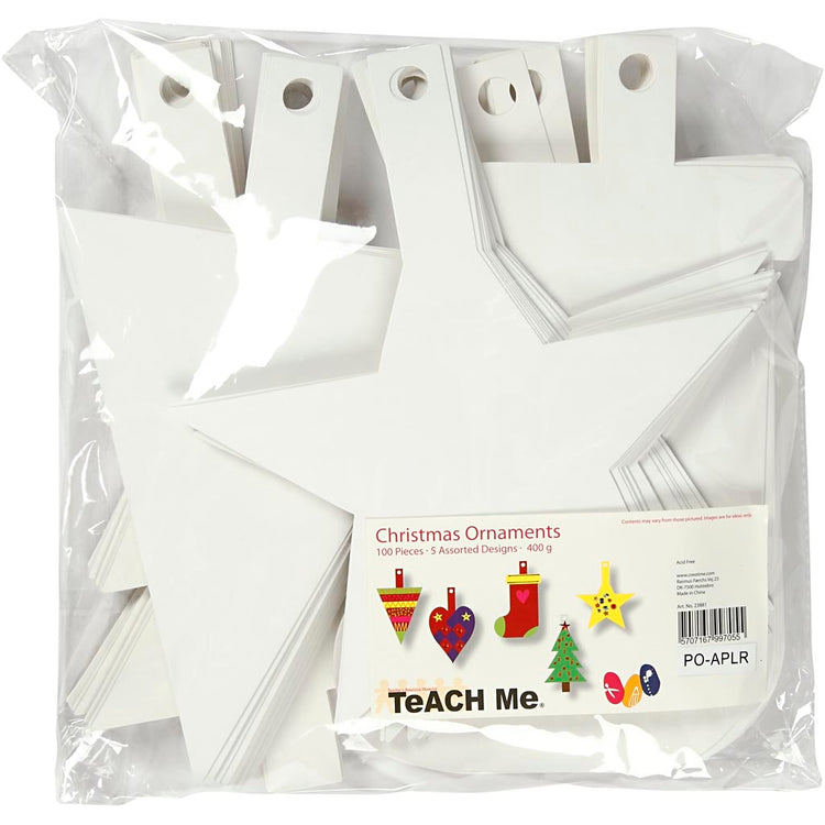 Creativ company Décorations de Noël, h : 23,5-26,5 cm, l : 15,5-20,5 cm, blanc, 100 pièces 1 boîte