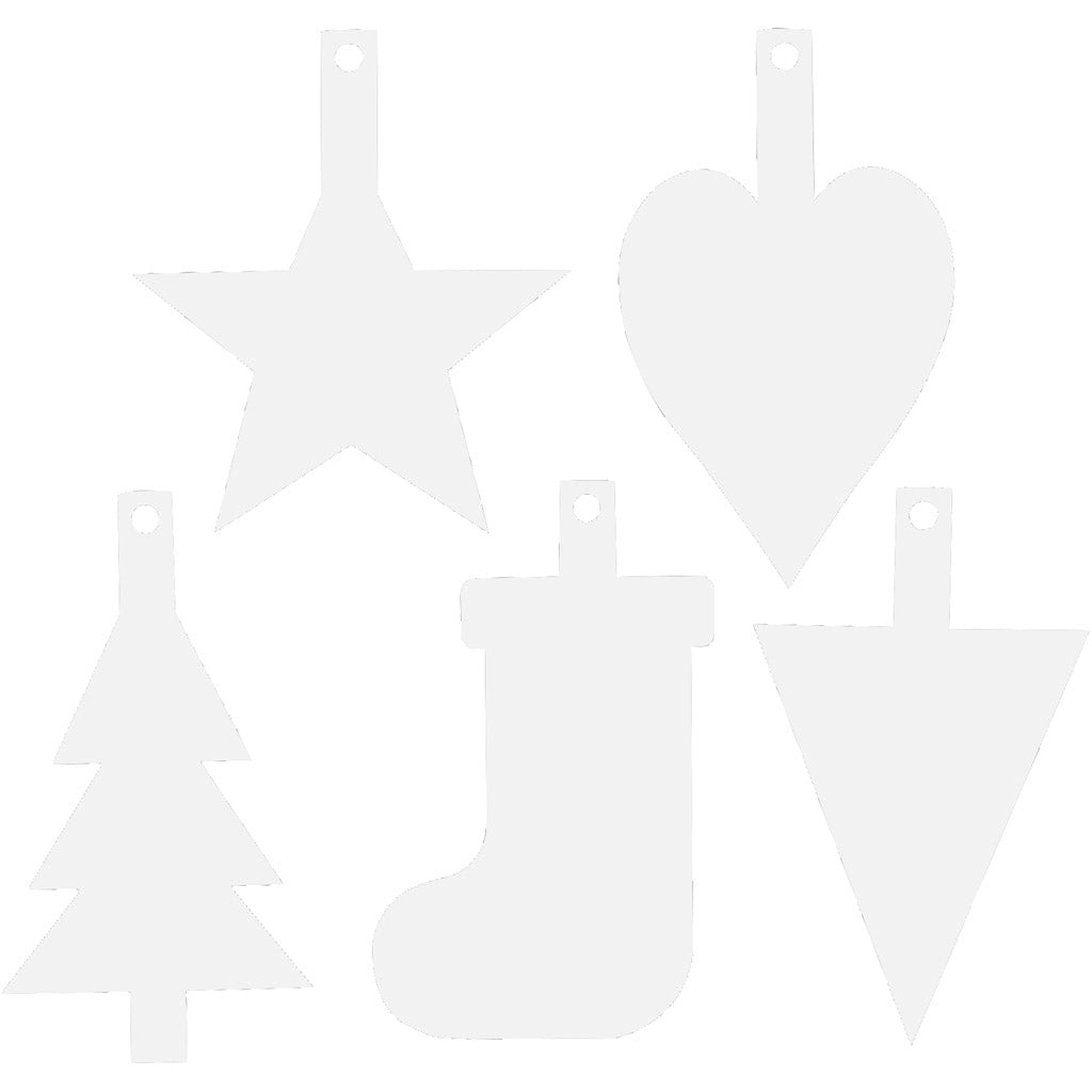Creativ company Décorations de Noël, h : 23,5-26,5 cm, l : 15,5-20,5 cm, blanc, 100 pièces 1 boîte