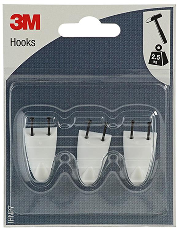 3m 1052424 - crochet pour plâtre et bois blanc petit | 1 pièce