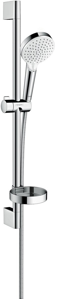 Ensemble de douche Hansgrohe crometta vario 65 cm - 2 types de jets - avec porte-savon - chrome blanc - douchette diamètre 100 mm