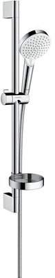 Ensemble de douche Hansgrohe crometta vario 65 cm - 2 types de jets - avec porte-savon - chrome blanc - douchette diamètre 100 mm