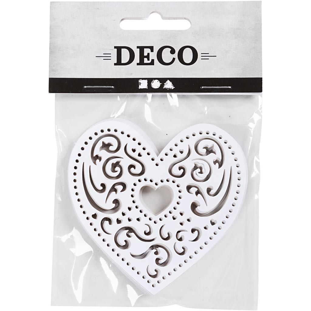 Creativ company coeur découpé au laser, l: 7,5 cm, 250 g, blanc, 18 pièces 1 boîte
