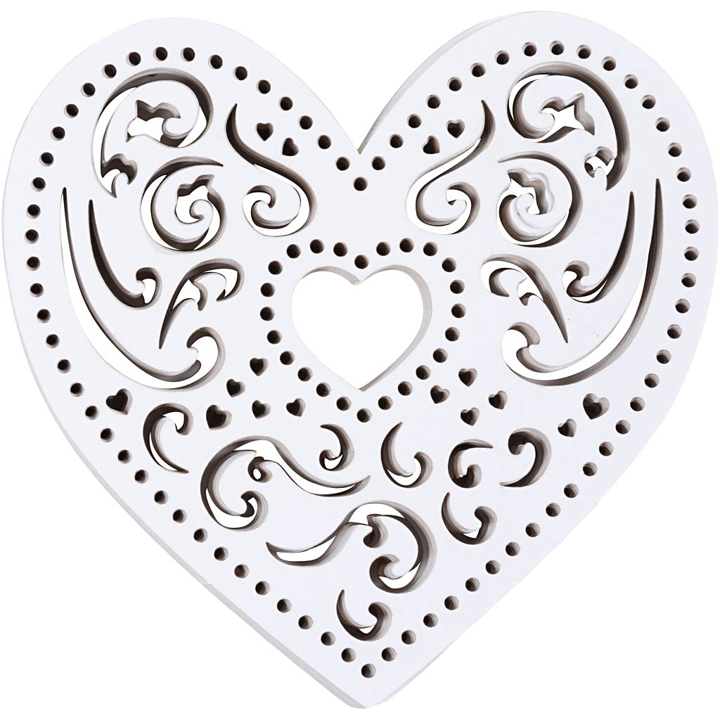 Creativ company coeur découpé au laser, l: 7,5 cm, 250 g, blanc, 18 pièces 1 boîte