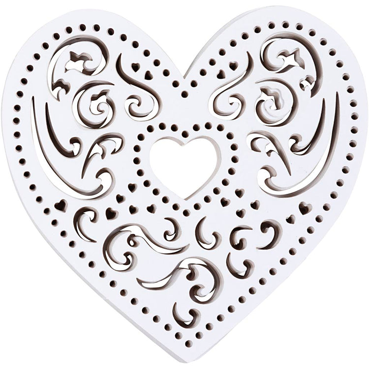 Creativ company coeur découpé au laser, l: 7,5 cm, 250 g, blanc, 18 pièces 1 boîte