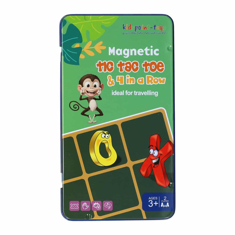 Jeu de voyage magnétique d'introduction dans un tin tic, tac, toe 4 à la suite