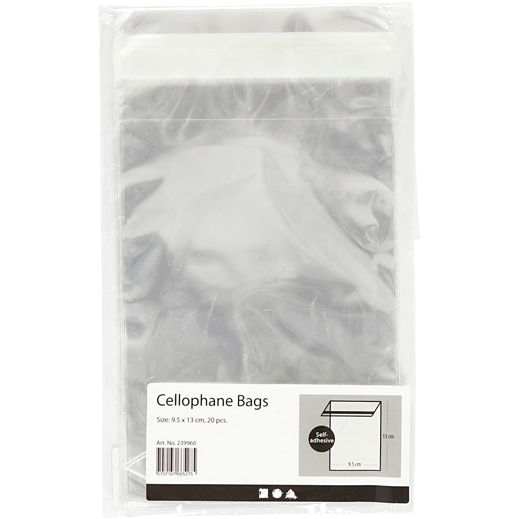 Sachets cellophane Creativ company, h : 12,9 cm, l : 9,7 cm, épaisseur 25 my, 20 pièces 1 boîte