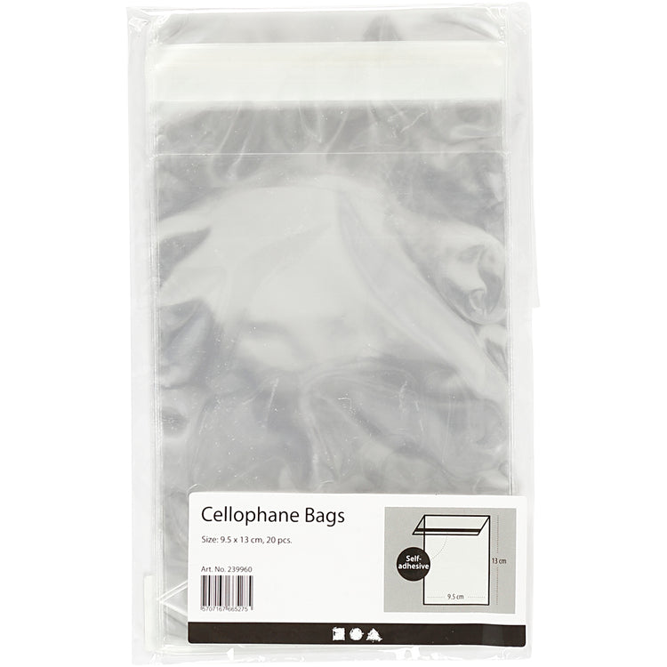 Sachets cellophane Creativ company, h : 12,9 cm, l : 9,7 cm, épaisseur 25 my, 20 pièces 1 boîte