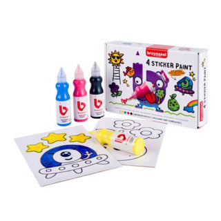Set de peinture autocollante Bruynzeel 4 couleurs avec 2 pochoirs | 2 pièces