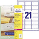 Etiquettes d'adresse avery zweckform l7560 63,5x38,1mm transparentes