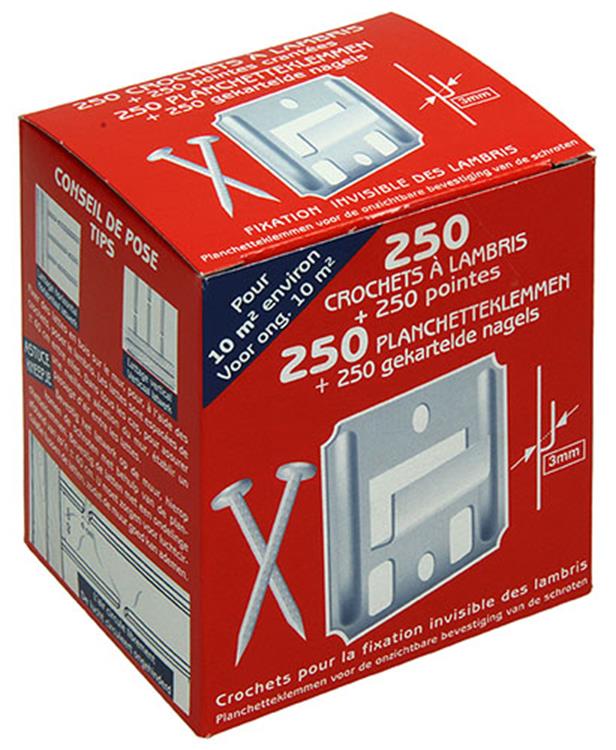 1014285 - 250 pinces pour étagères avec clous 3mm | 5 pièces