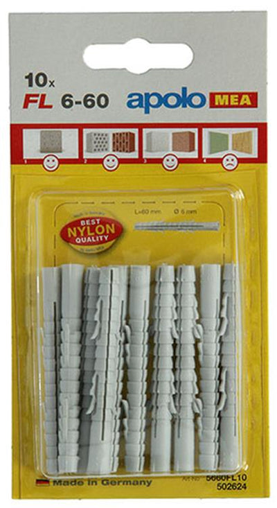 Celo 1015386 - 10 bouchons longs en nylon fl 502624 6 mm | 5 pièces