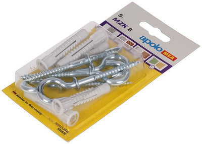 Celo 1015444 - 5 chevilles universelles mzk 8mm + crochet à vis 502638 | 5 pièces