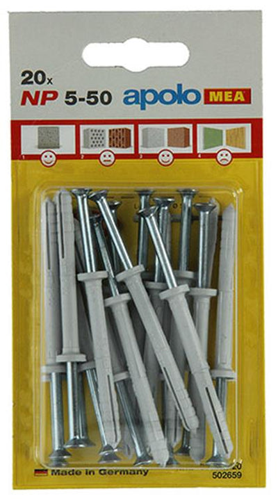 Celo 1015390 - 20 bouchons à clous en nylon np 502759 5x50mm | 5 pièces