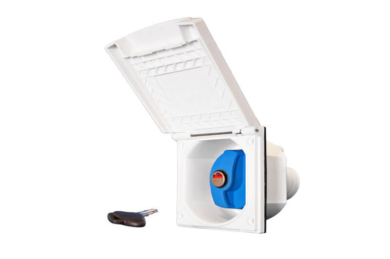 Veut une boîte d'entrée avec réservoir d'eau à bouchon verrouillable pour camping-car et caravane