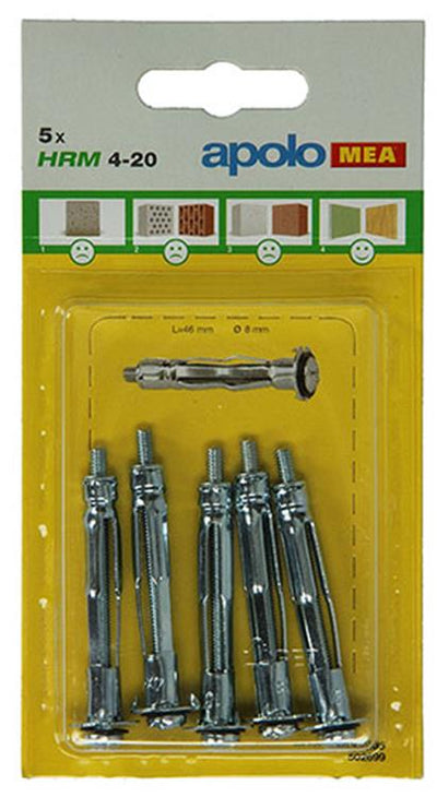 Celo 1003286 - 5 chevilles métalliques pour plaques de plâtre hrm 502699 8mm 4x20mm | 5 pièces