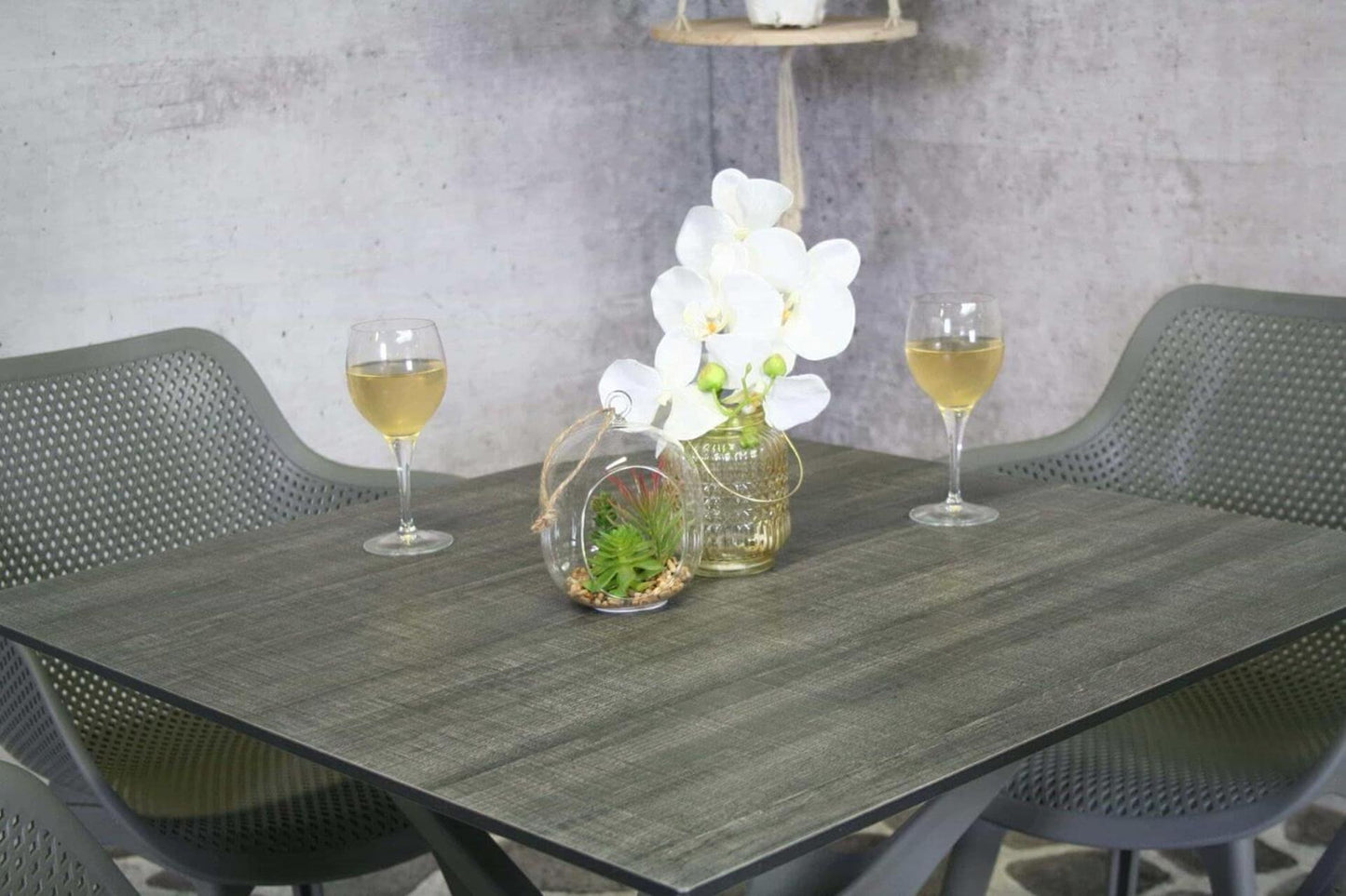 Table de jardin Sens jaspe 80x80cm gris foncé