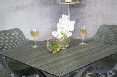 Table de jardin Sens jaspe 80x80cm gris foncé