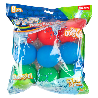 Toi-toys ballon d'eau splash réutilisable et à fermeture automatique - 9 pcs