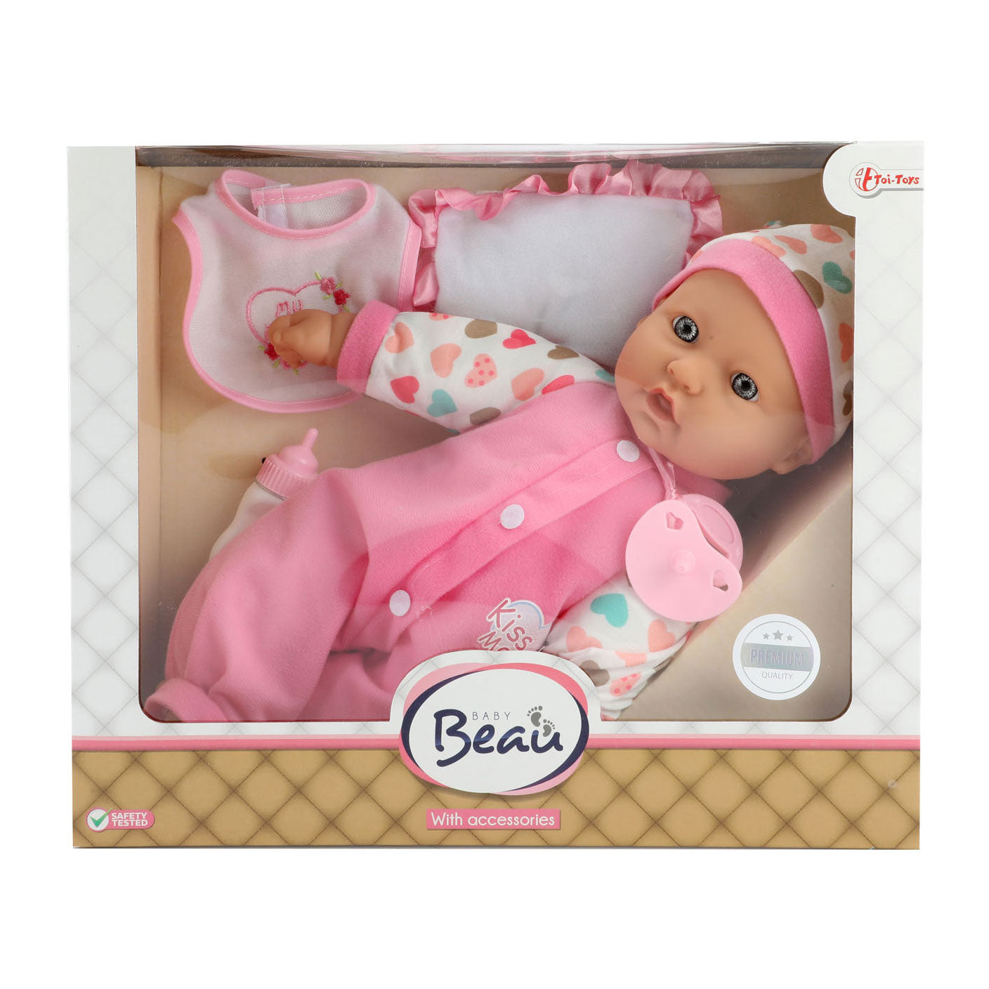 Bébé beau babypop avec bouteille et bavoir, 40 cm