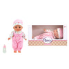 Beau bébé poupée bébé couchée avec bouteille, 30 cm