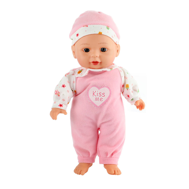 Beau bébé poupée bébé couchée avec bouteille, 30 cm