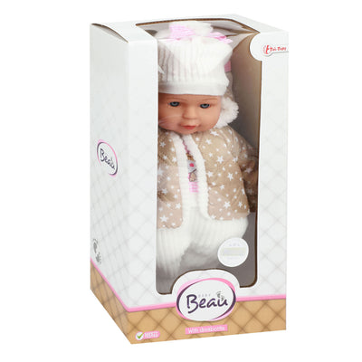 Beau Babypop 32 cm + tenue d'hiver et bouteille