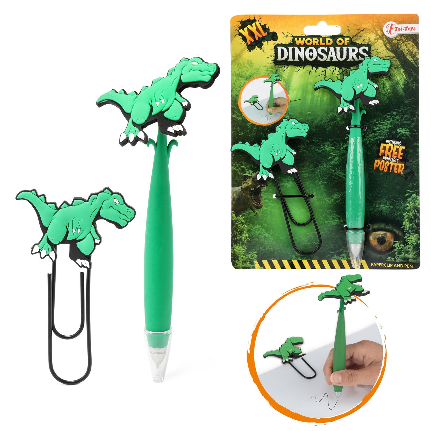 TOI-TOYS Dinosaurus Mega Paperclip avec stylo