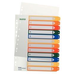 Index du projet leitz 1294-00-00 polypropylène a4 maxi 300 350mu 12 pièces 11 trous