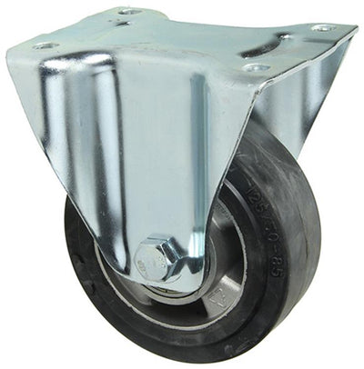 Mack by Tente 1058931 - roue fixe en caoutchouc, bande de roulement noire, jante en aluminium, plaque 125 mm | 4 pièces