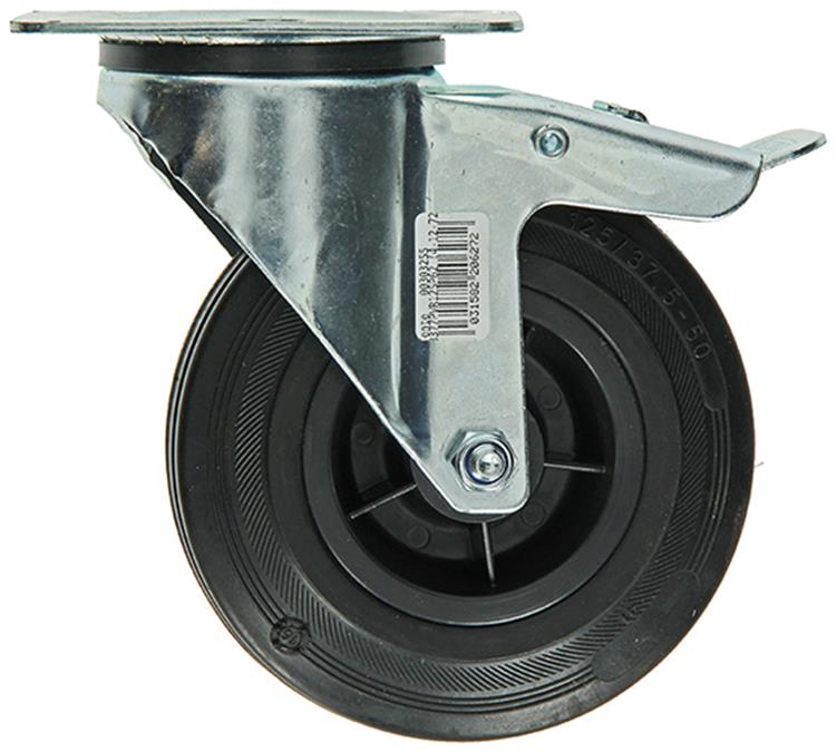 Mack by tente 1049126 - plaque de montage de roue noire + caoutchouc de frein avec jante en nylon 125mm | 4 pièces