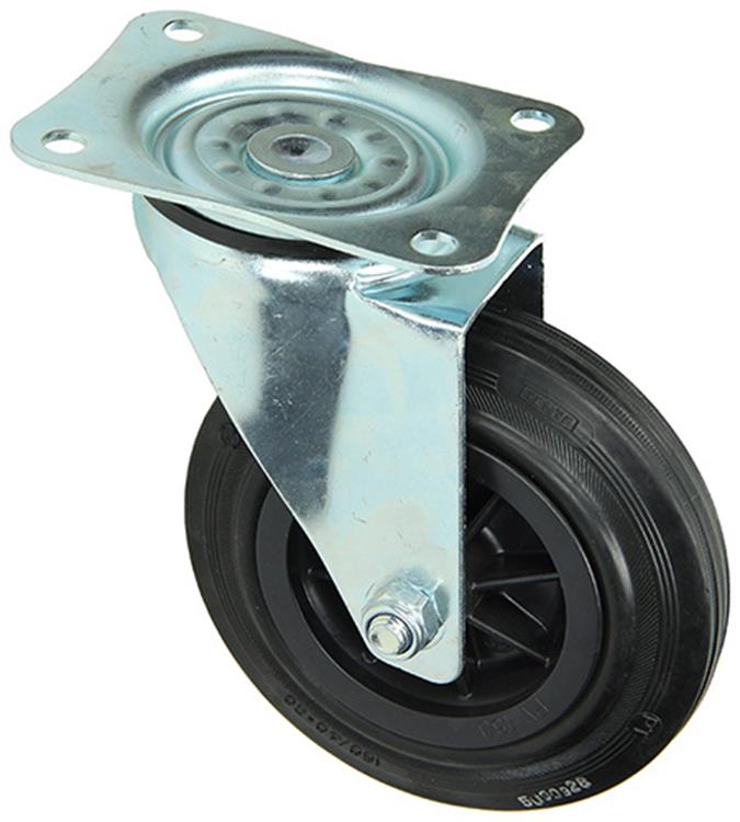 Mack by tente 1049128 - plaque de montage de roue pivotante en caoutchouc avec jante en nylon 160mm | 4 pièces
