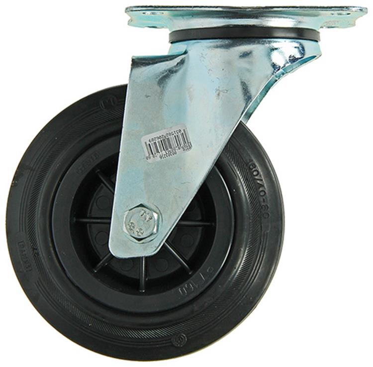 Mack by tente 1049128 - plaque de montage de roue pivotante en caoutchouc avec jante en nylon 160mm | 4 pièces