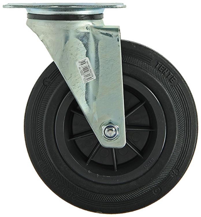Mack by tente 1049130 - plaque de montage de roue pivotante en caoutchouc avec jante en nylon 200mm | 4 pièces