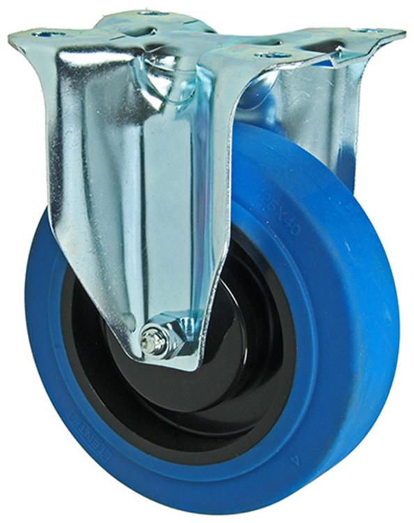 Mack by tente 1058925 - roue fixe, plaque de roulement en caoutchouc bleu 125 mm | 4 pièces